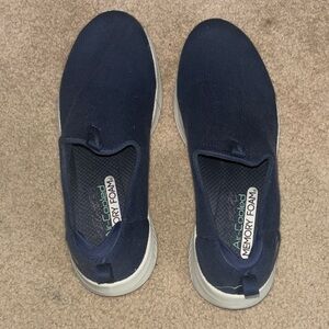 Skechers Navy Slip-On Sneakers with White Soles